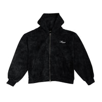 Stonewashed Script Zip-Up Hoodie