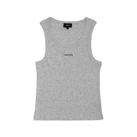 Gray tank top with 'homme-plus' branding on a white background